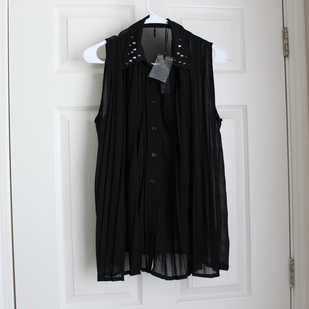 Black button down see-through shirt